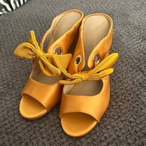 ANTONIO MELANI Orange Satin Mules with Bow
